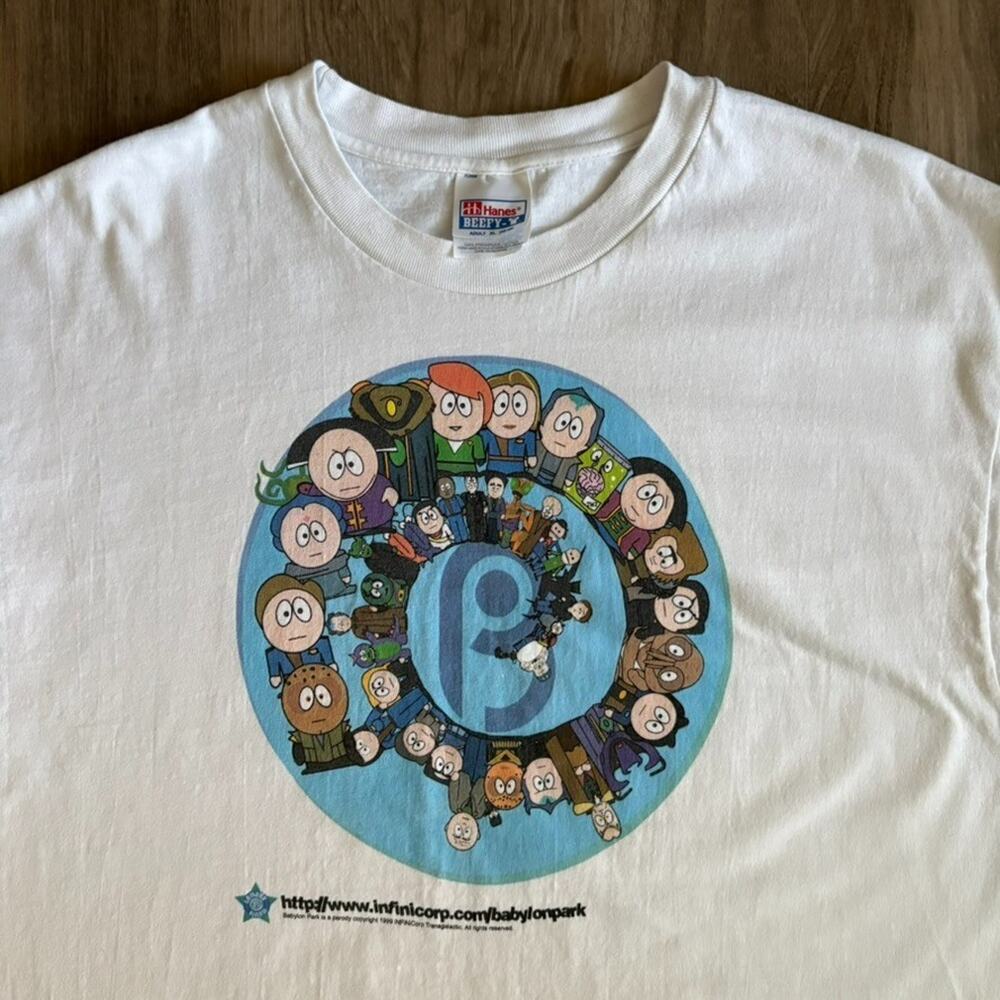 Vintage South Park Babylon 5 Babylon Park T-Shirt Men's Size XL White VERY RARE